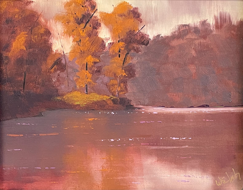 Indiana Serenity in Red and Orange, a painting by Doug Welsh